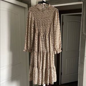 Hayden Cream Floral Long Sleeve Dress